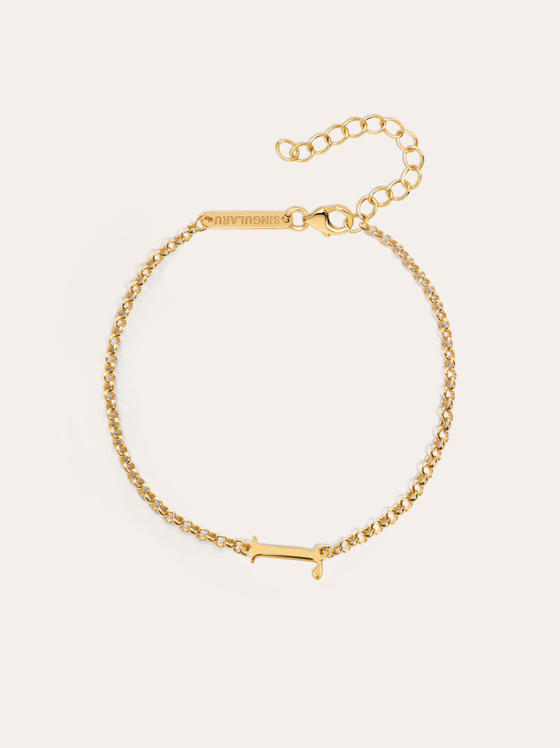 Single Letter Armband Silber, vergoldet
