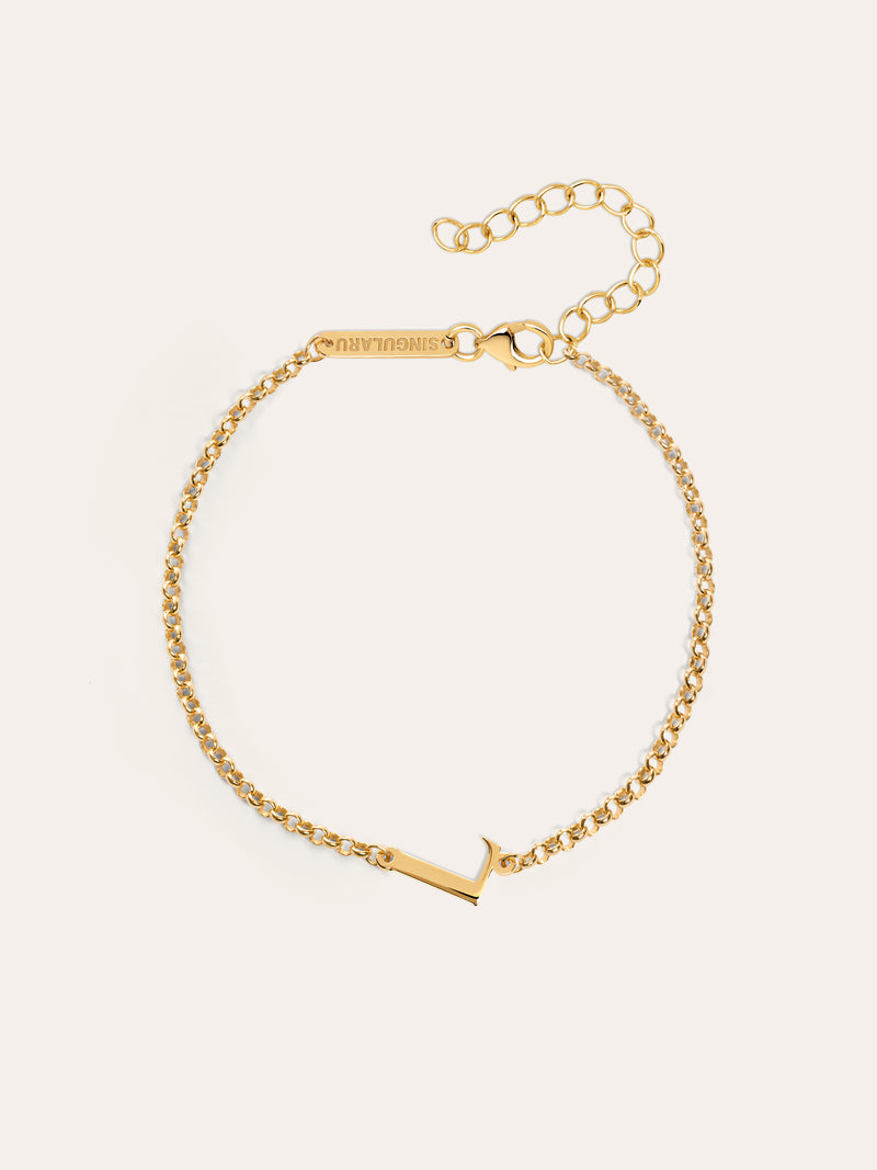 Single Letter Armband Silber, vergoldet