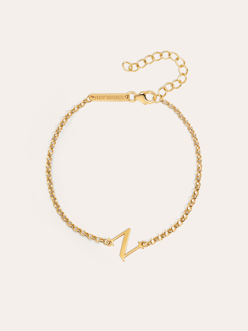 Single Letter Armband Silber, vergoldet
