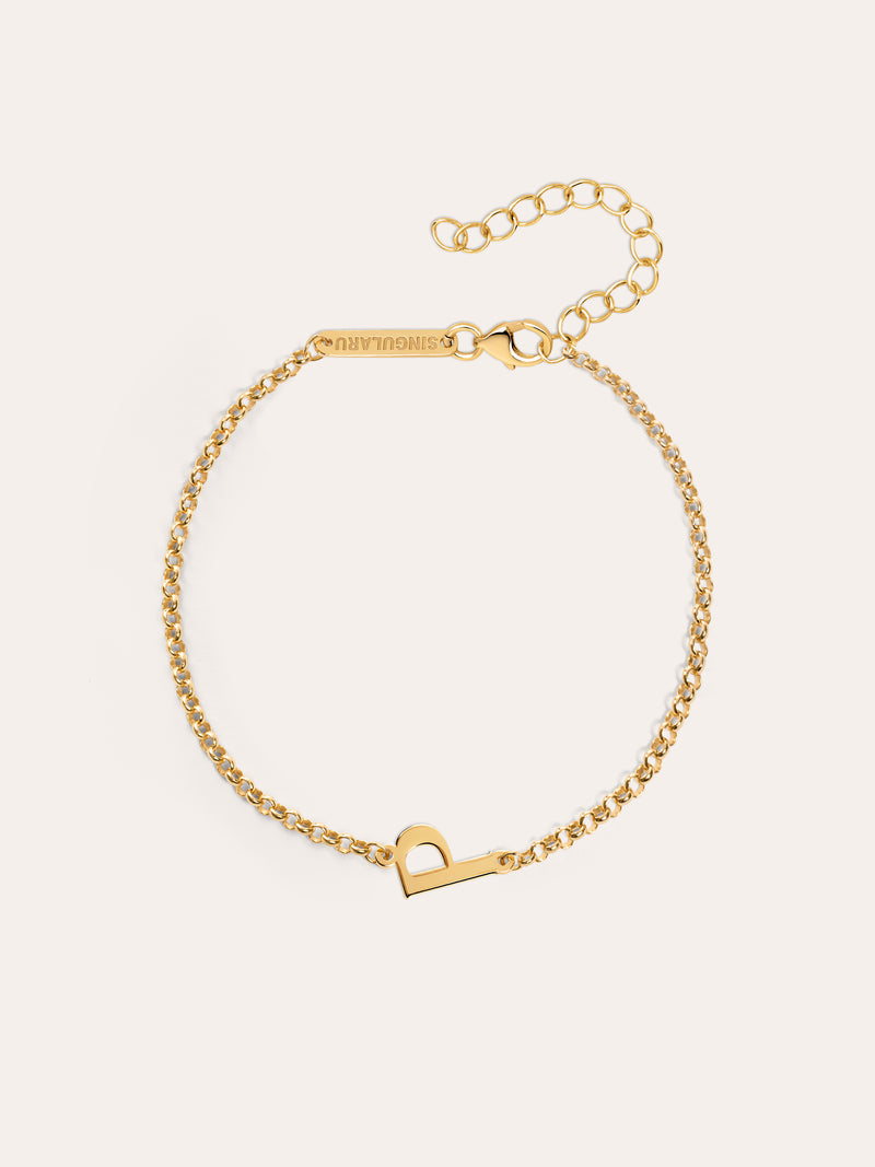 Single Letter Armband Silber, vergoldet