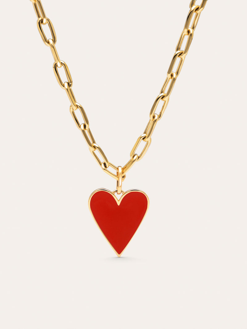 Halskette Chic Lovely Heart Rot Edelstahl Vergoldet