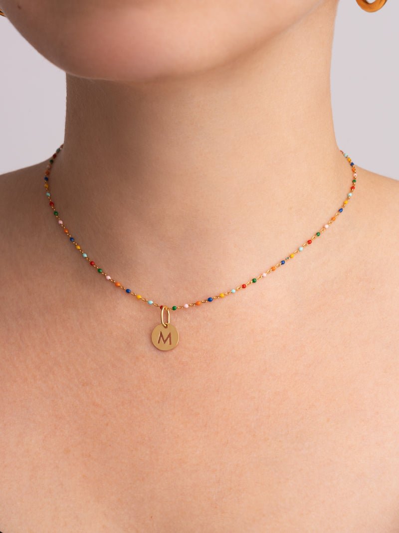 Collier Personnalisé Colors Enamel Letter Plaqué or