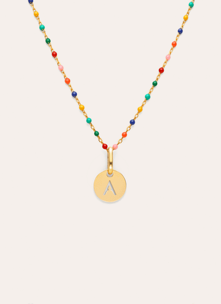 Gepersonaliseerde ketting Colors Enamel Letter verguld met goud