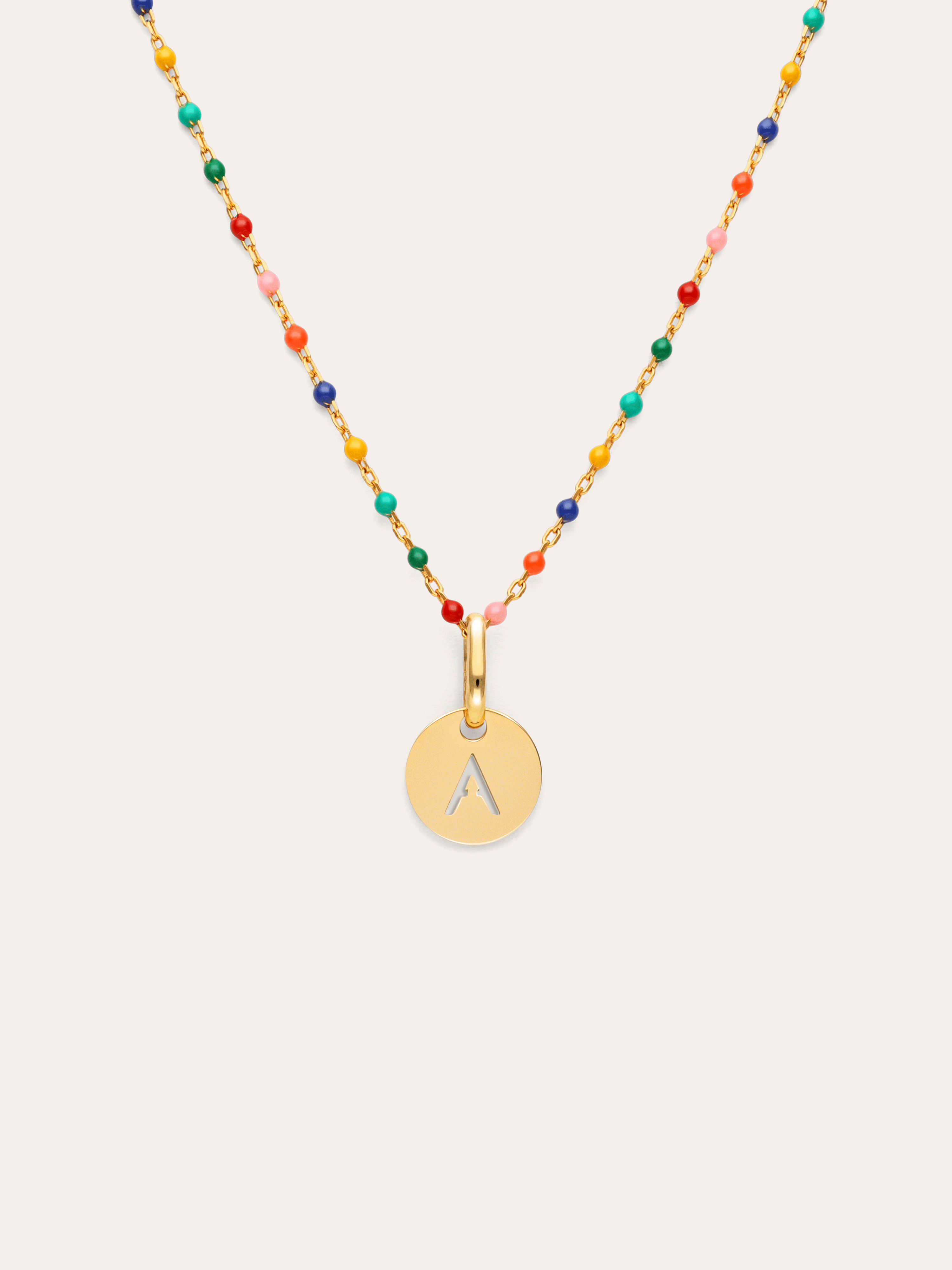 Personalized Necklace Colors Enamel Letter 18kt Gold Plated
