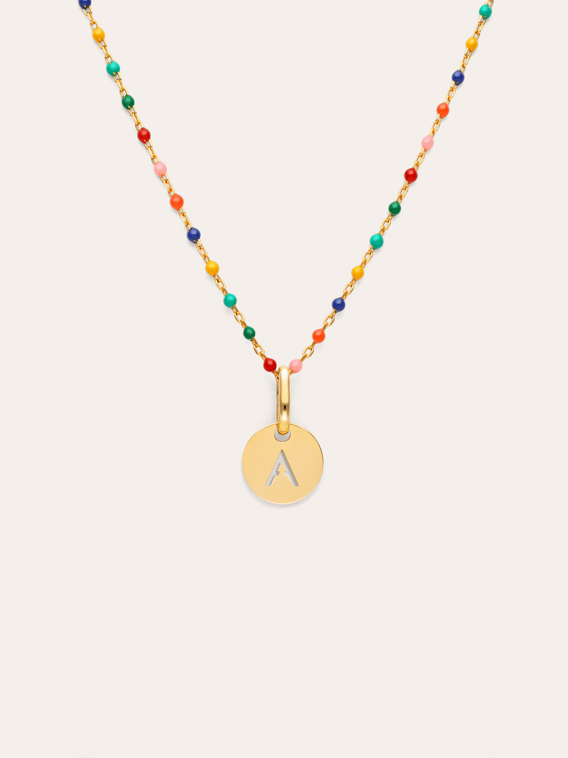 Personalized Necklace Colors Enamel Letter 18kt Gold Plated