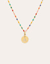 Personalized Necklace Colors Enamel Letter 18kt Gold Plated