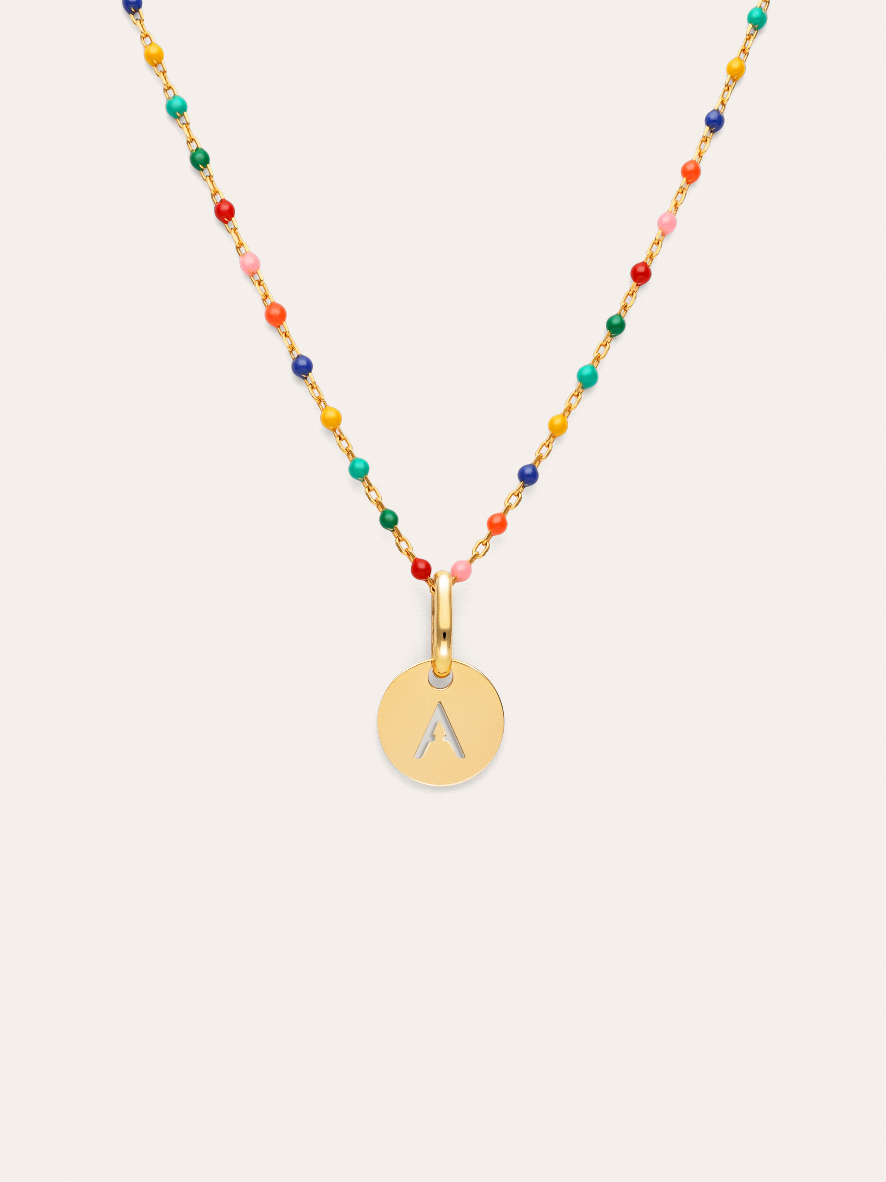 Personalized Necklace Colors Enamel Letter 18kt Gold Plated