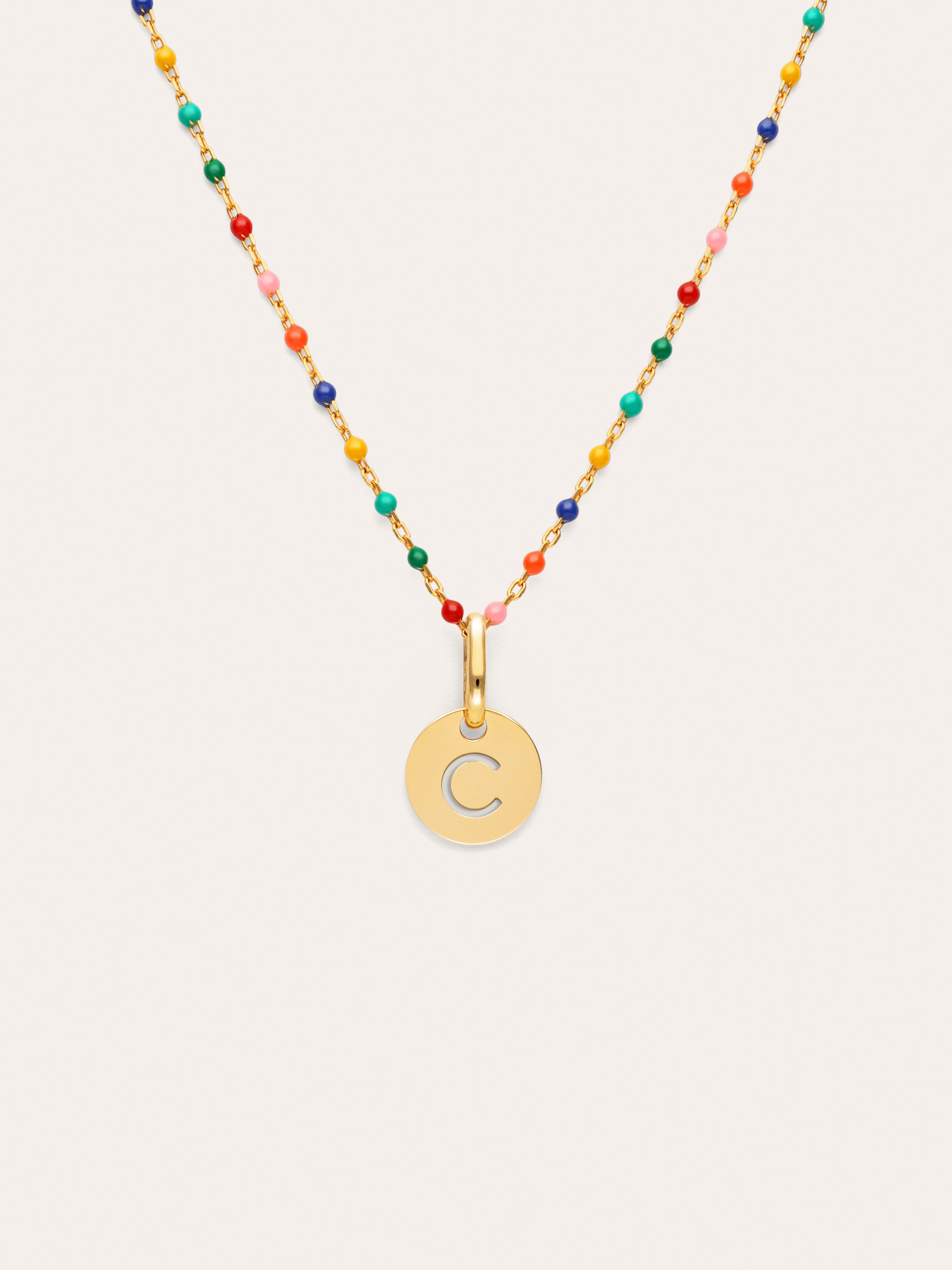 Personalized Necklace Colors Enamel Letter 18kt Gold Plated