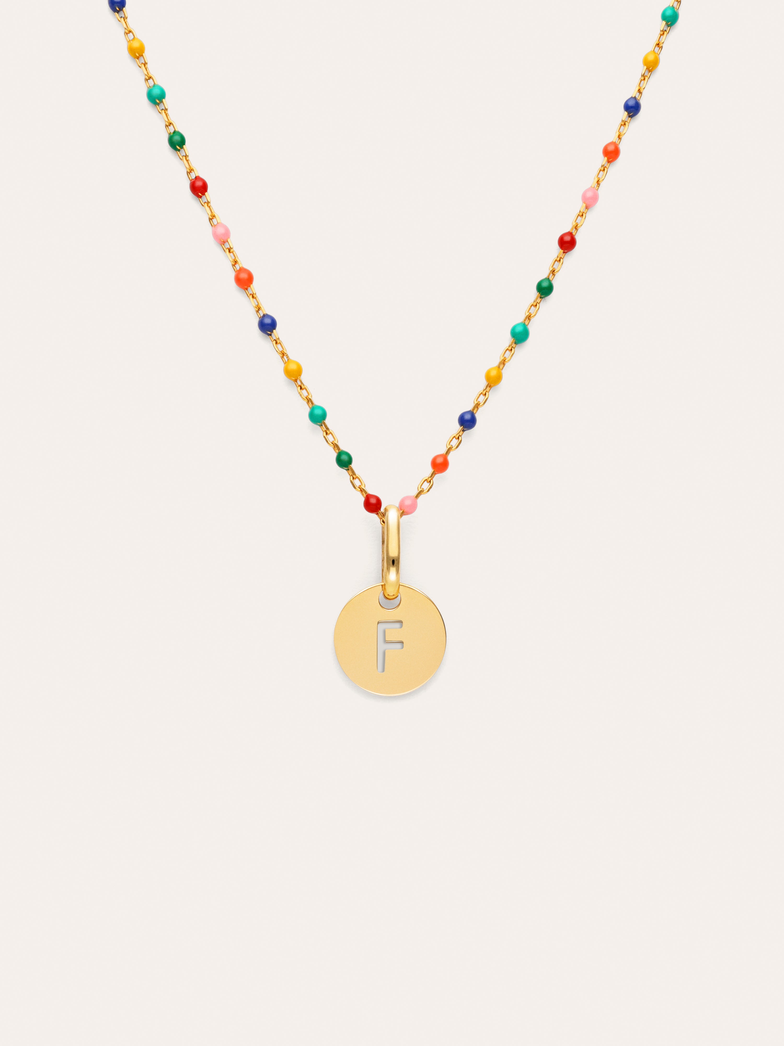 Personalized Necklace Colors Enamel Letter 18kt Gold Plated