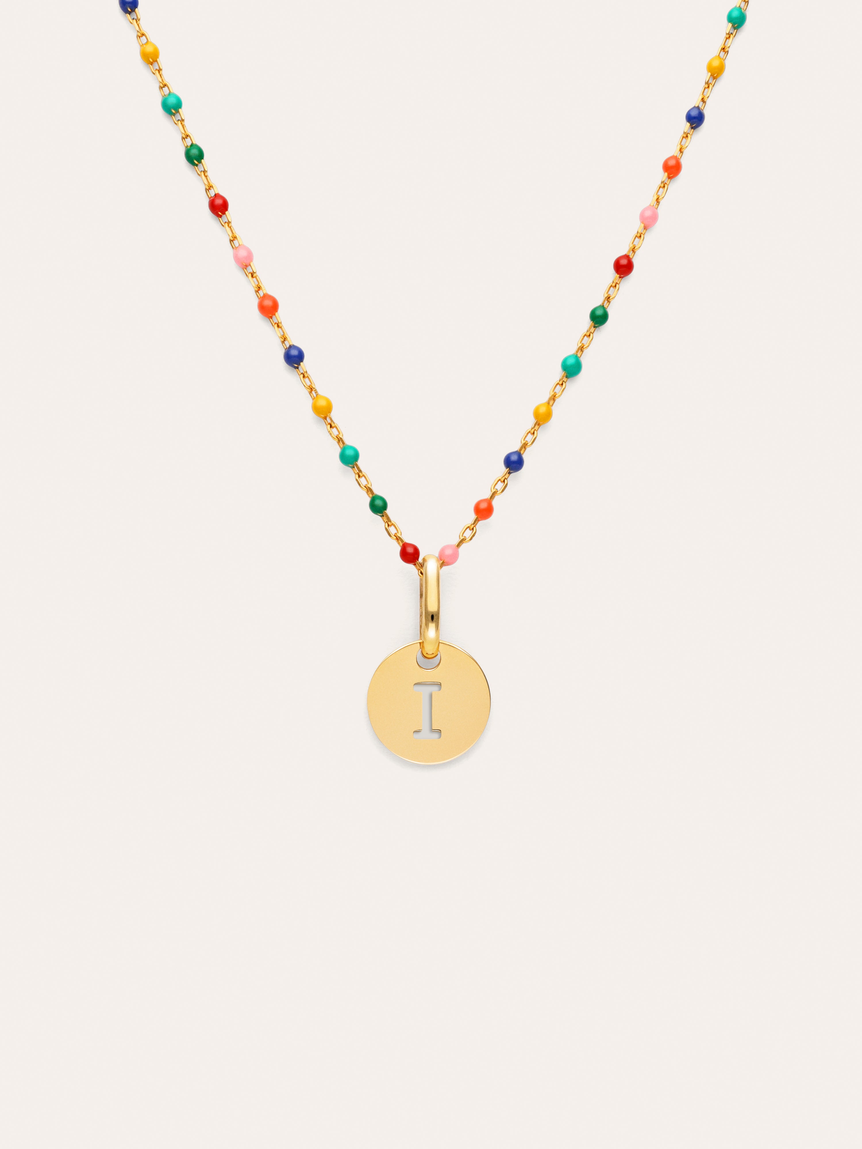 Personalized Necklace Colors Enamel Letter 18kt Gold Plated