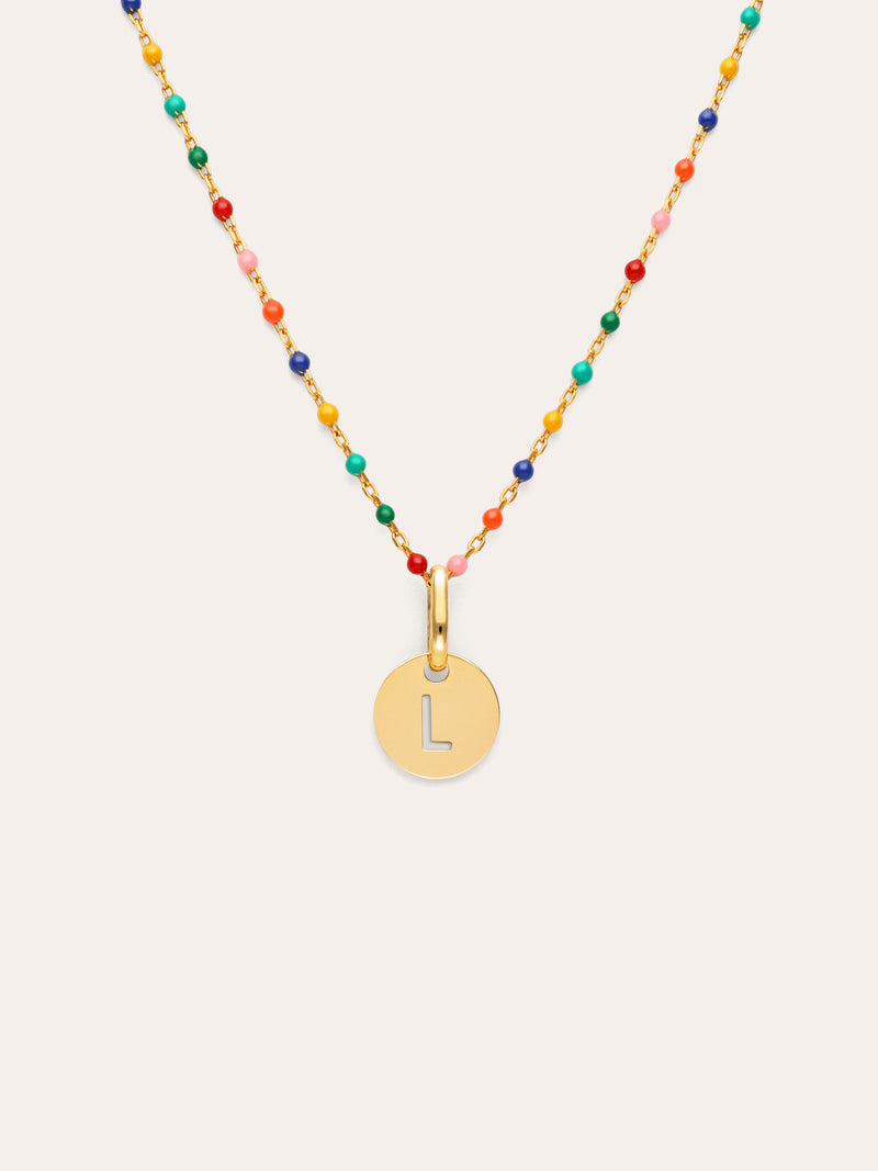 Personalized Necklace Colors Enamel Letter 18kt Gold Plated