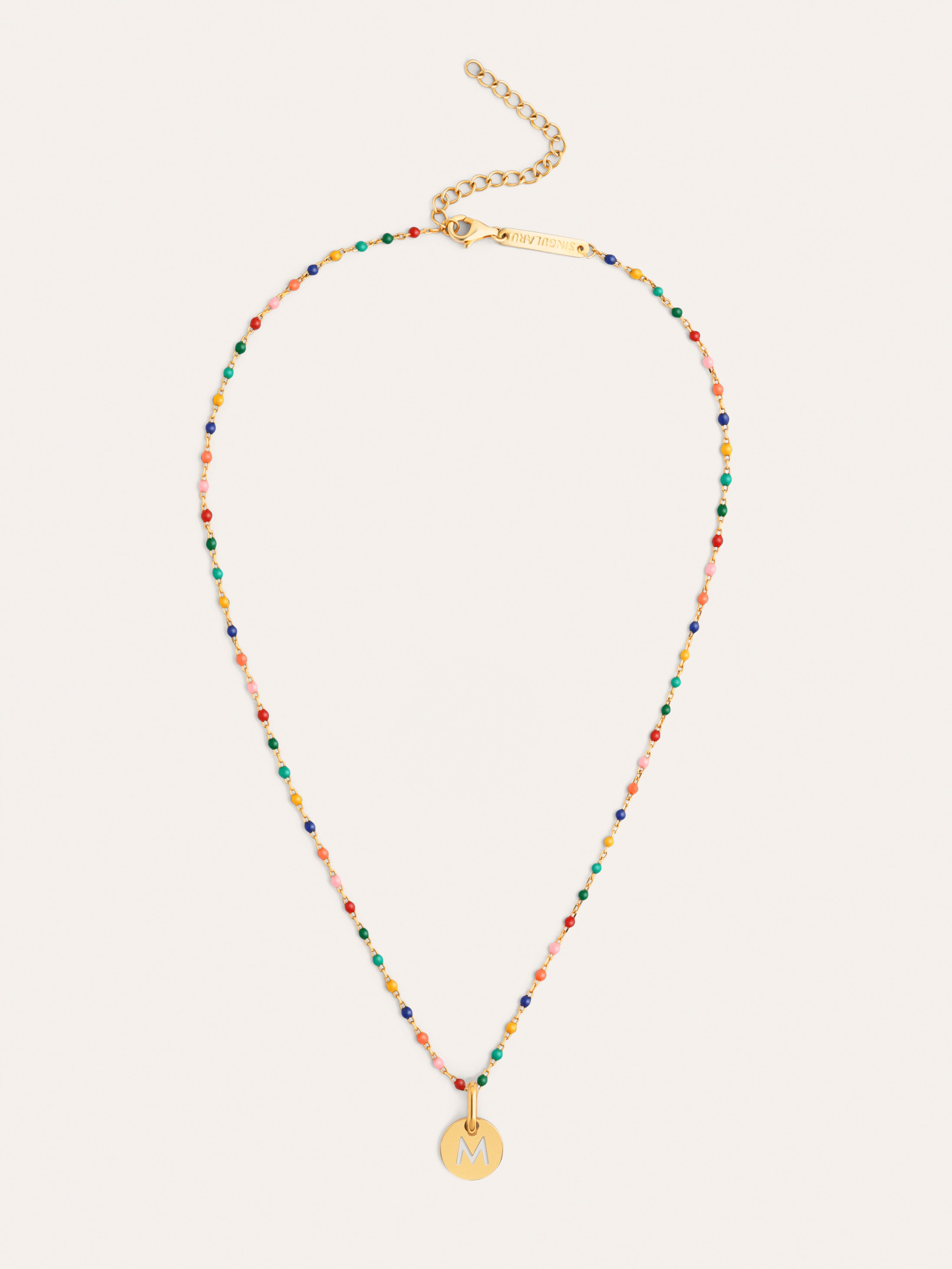 Personalized Necklace Colors Enamel Letter 18kt Gold Plated