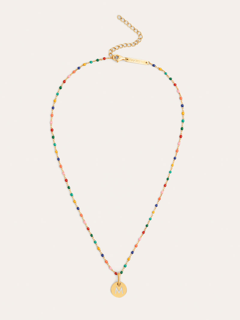 Personalized Necklace Colors Enamel Letter 18kt Gold Plated