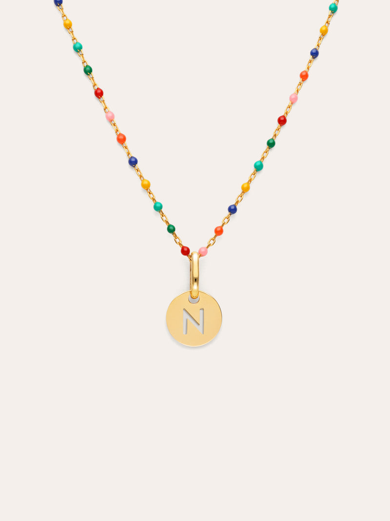 Personalized Necklace Colors Enamel Letter 18kt Gold Plated