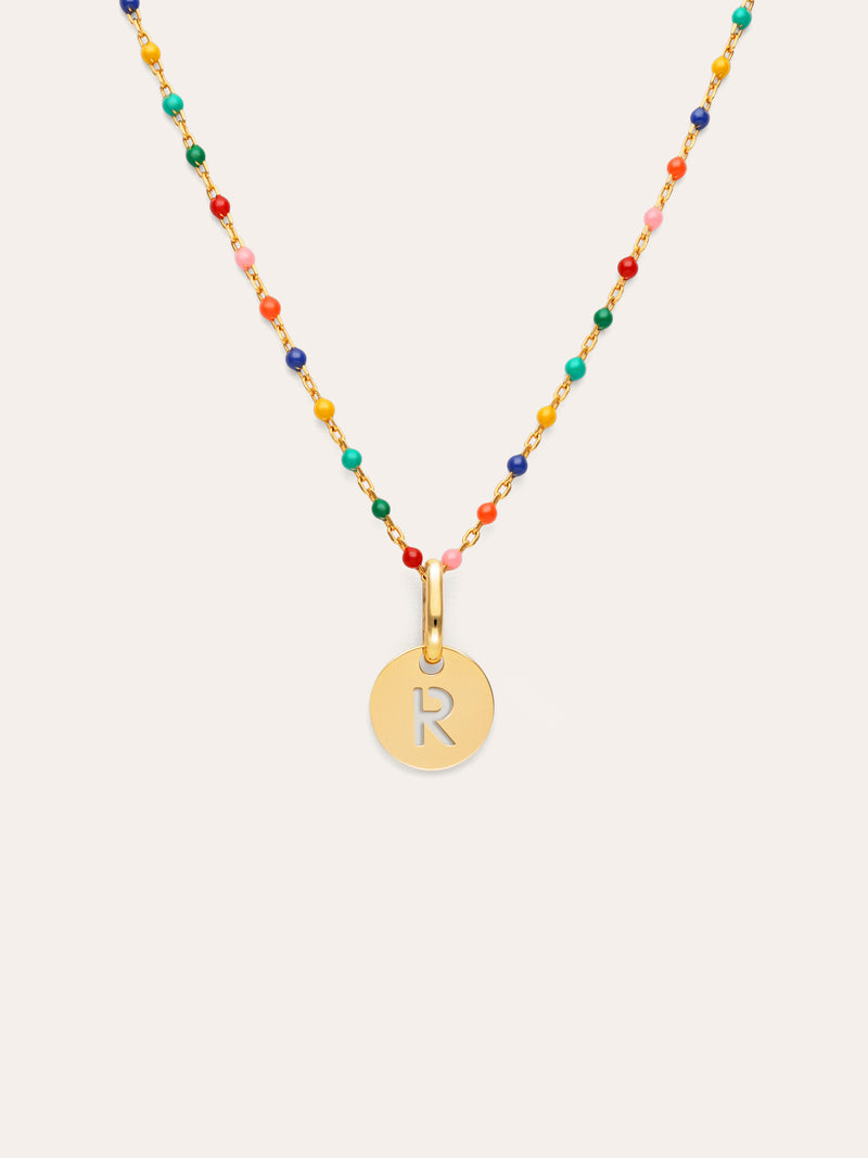 Personalized Necklace Colors Enamel Letter 18kt Gold Plated