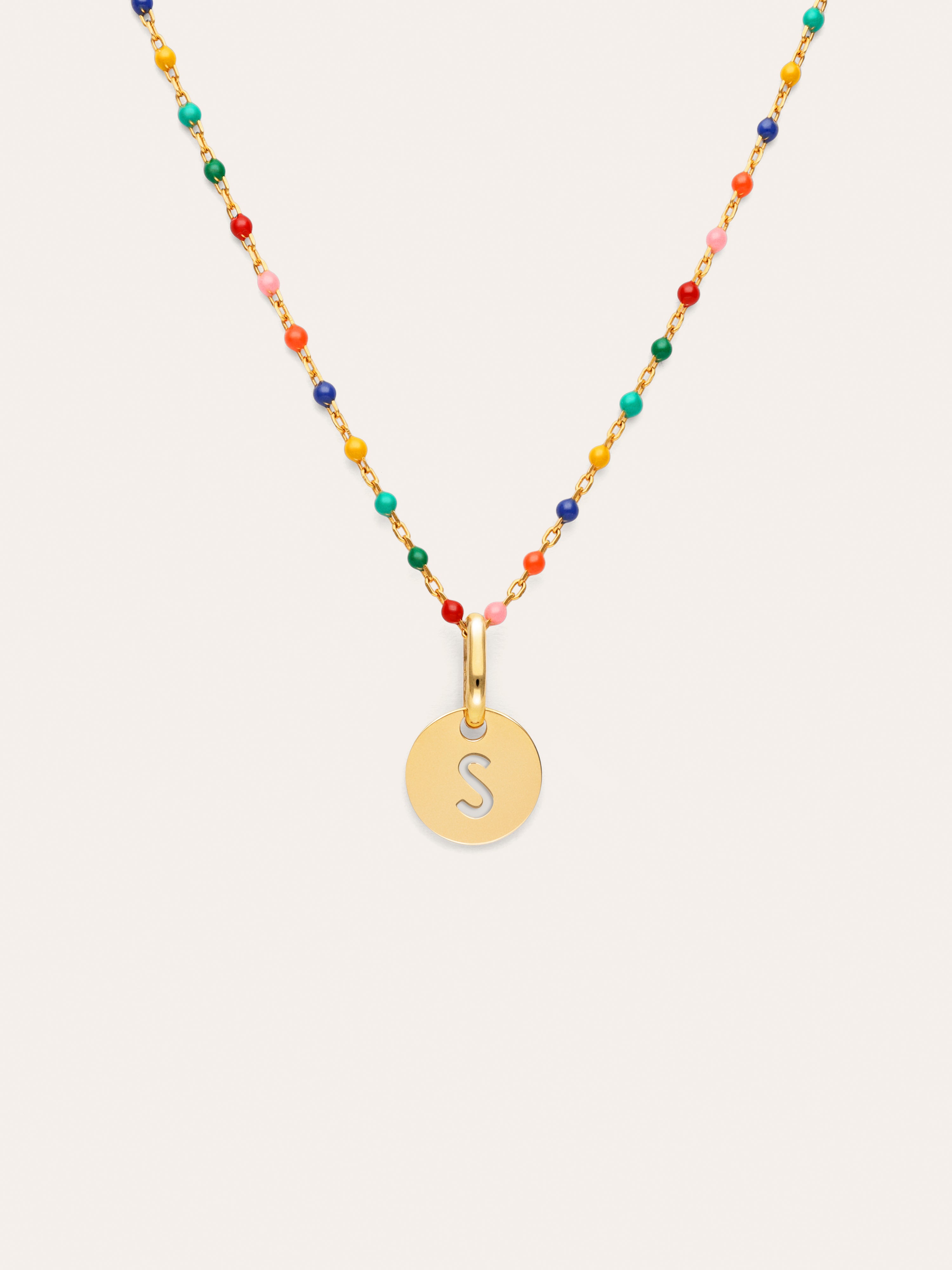 Personalized Necklace Colors Enamel Letter 18kt Gold Plated