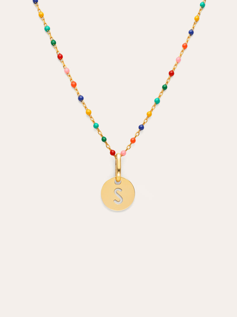 Personalized Necklace Colors Enamel Letter 18kt Gold Plated