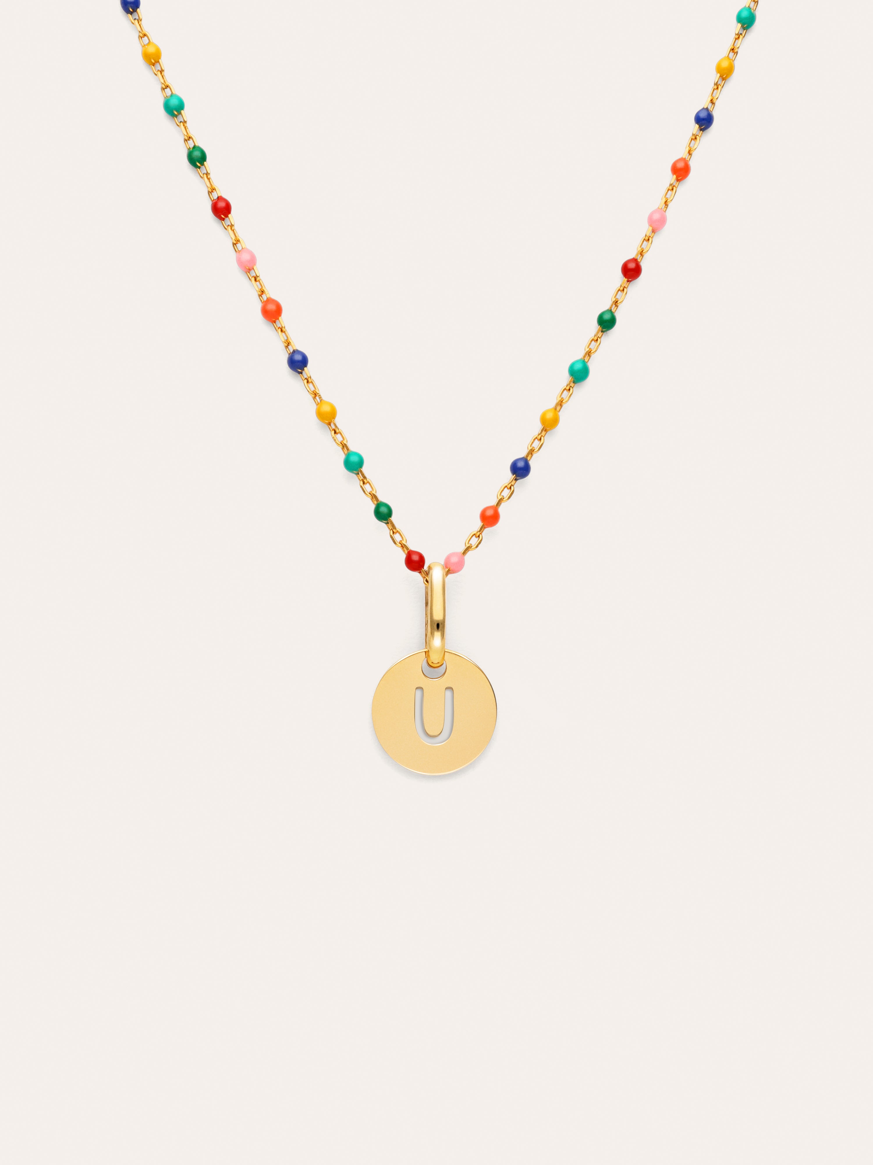 Personalized Necklace Colors Enamel Letter 18kt Gold Plated