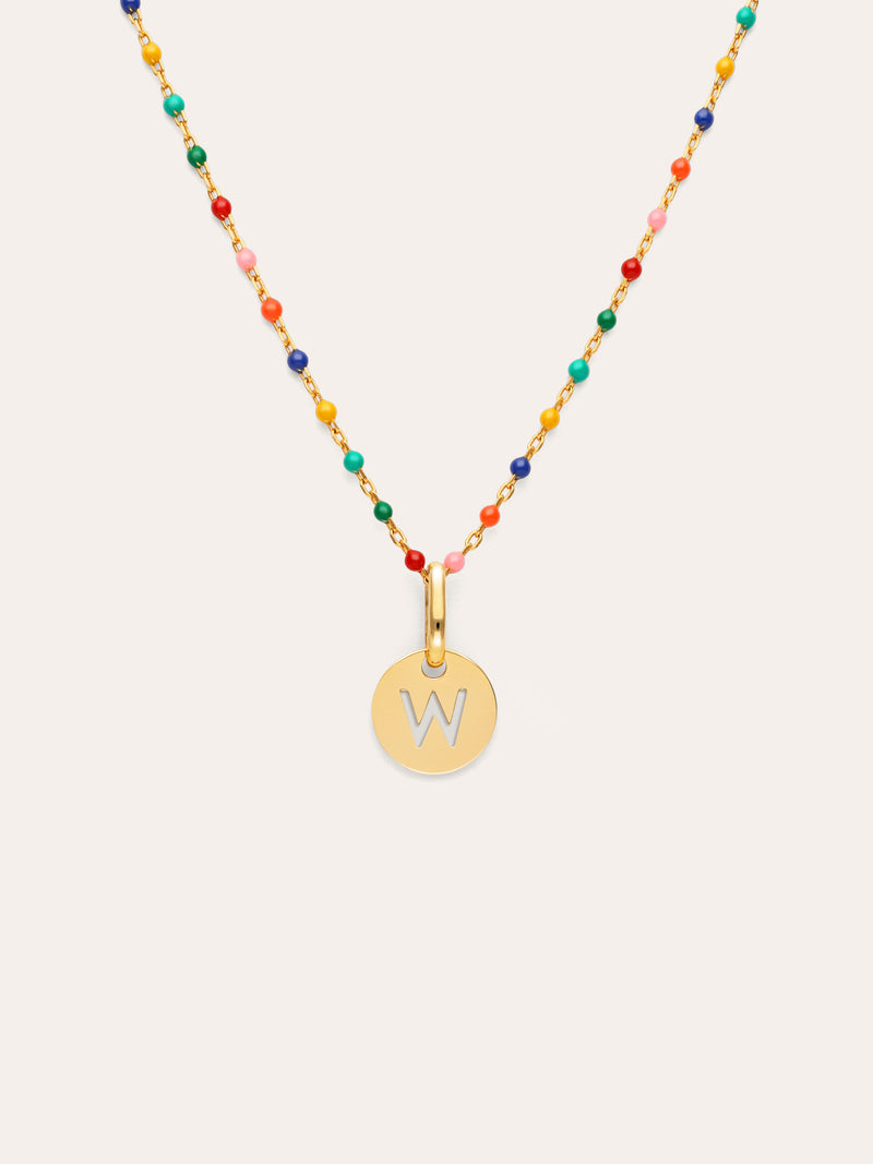 Personalized Necklace Colors Enamel Letter 18kt Gold Plated