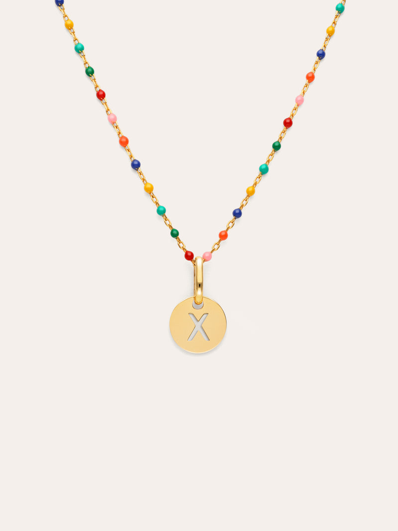 Personalized Necklace Colors Enamel Letter 18kt Gold Plated