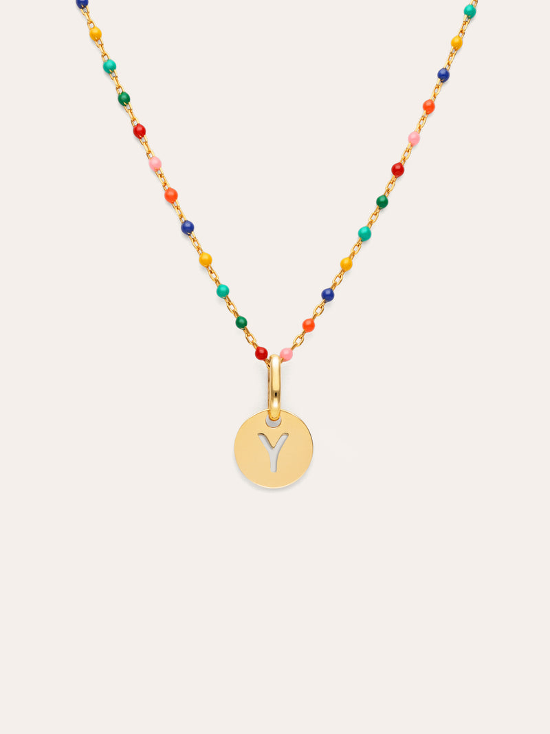 Personalized Necklace Colors Enamel Letter 18kt Gold Plated