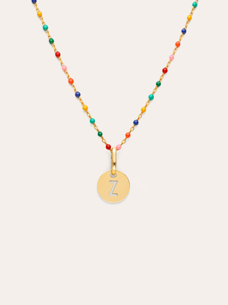 Personalized Necklace Colors Enamel Letter 18kt Gold Plated