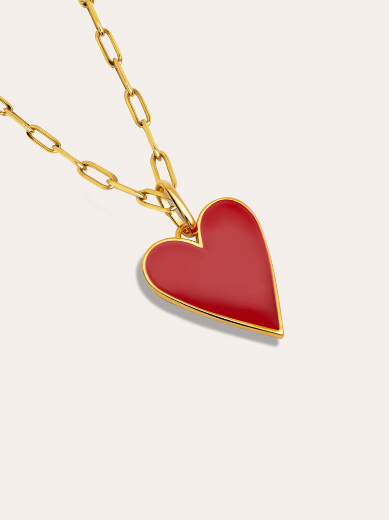 Lovely Heart Red Enamel Charm, vergoldet