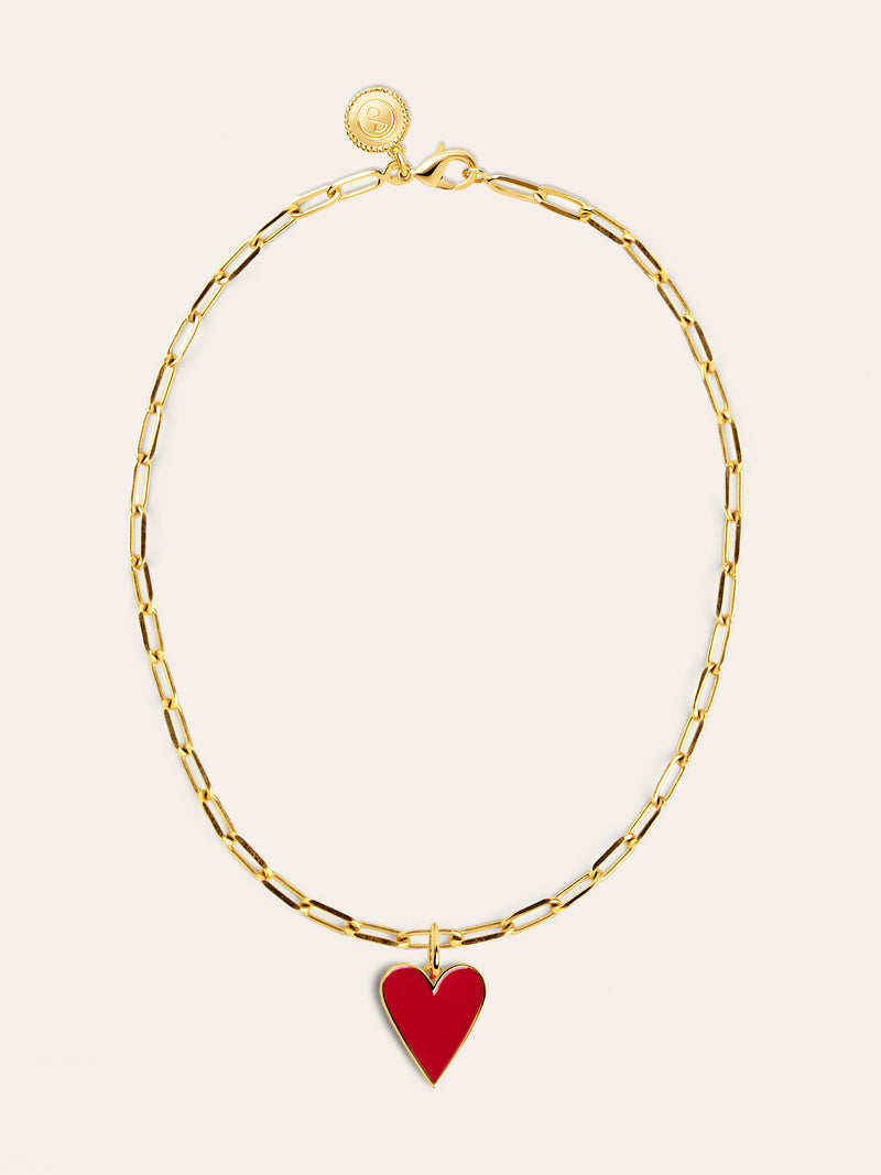 Halskette Chic Lovely Heart Rot Edelstahl Vergoldet
