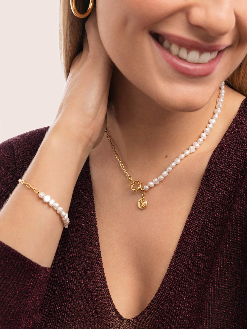 Chic Pearl Halskette Edelstahl, vergoldet