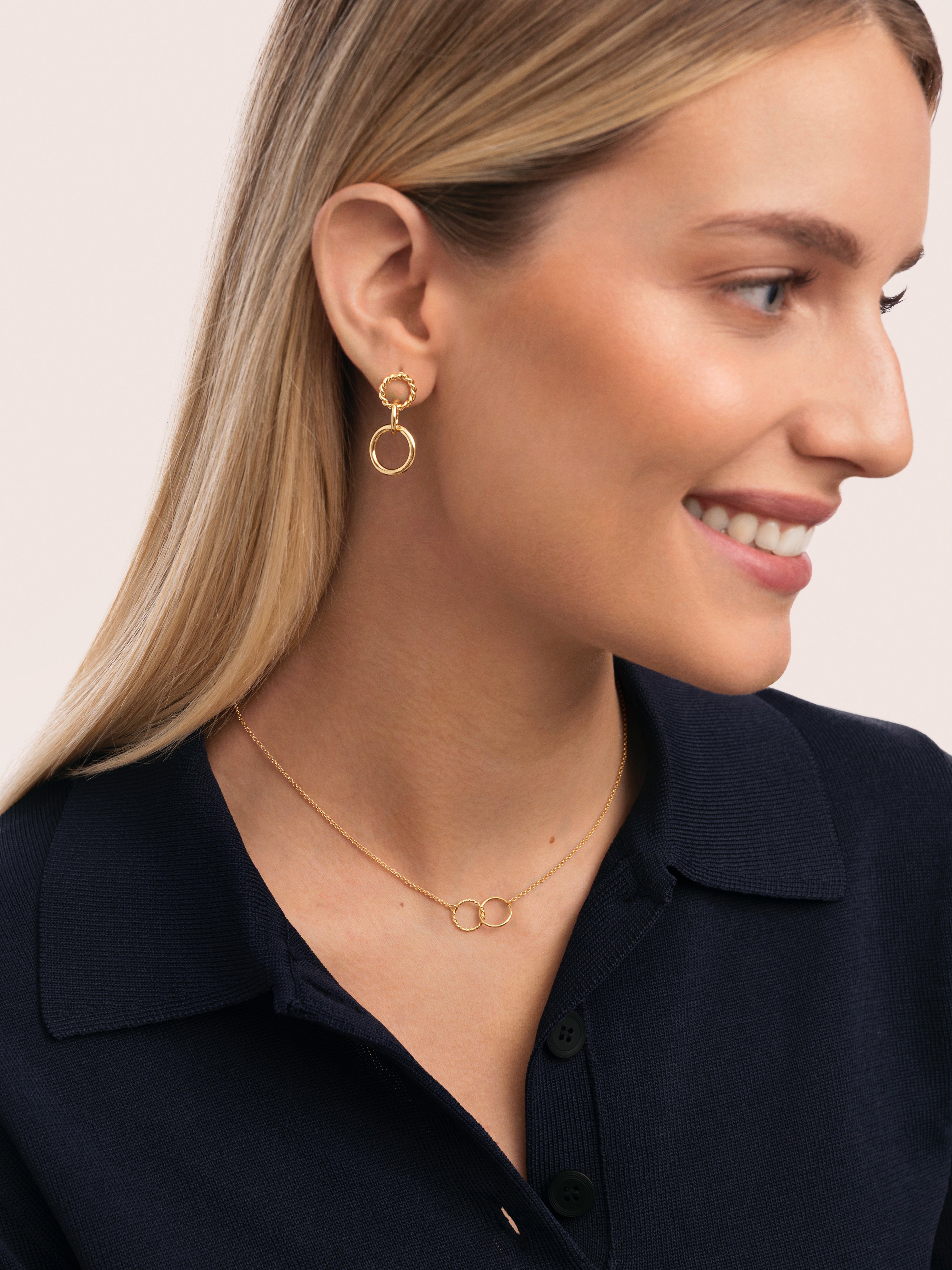 Pack Regalo Collar y Pendientes Circles Twist Baño Oro