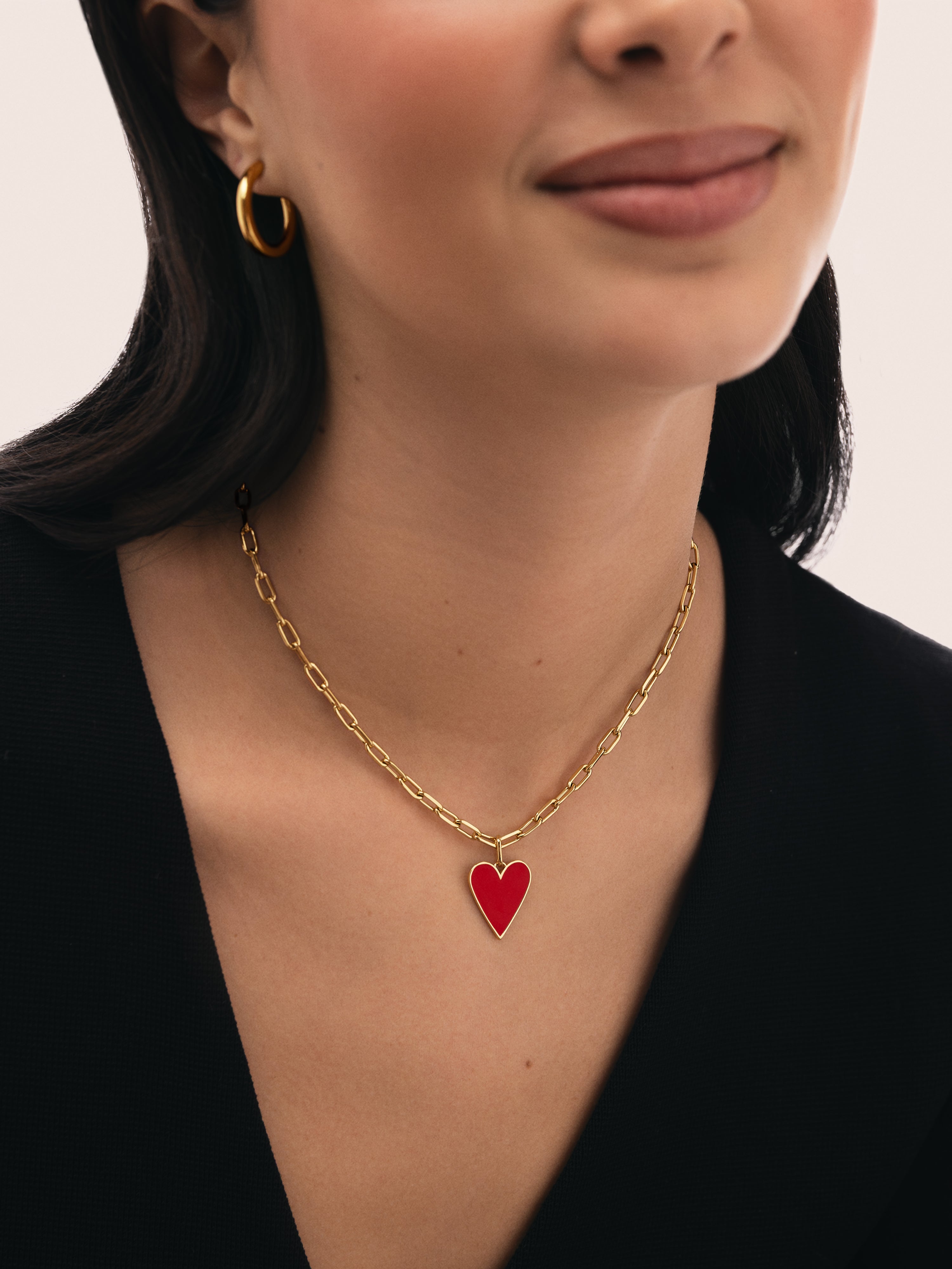 Halskette Chic Lovely Heart Rot Edelstahl Vergoldet
