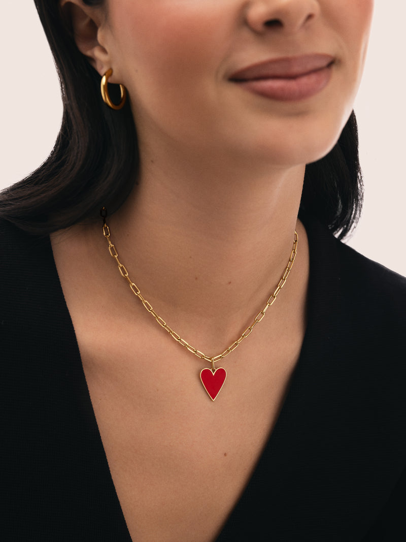Halskette Chic Lovely Heart Rot Edelstahl Vergoldet