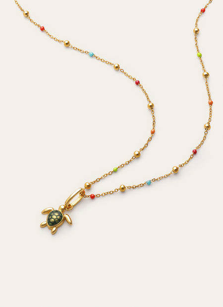 Confezione Regalo Collana Dots L Colors e Charm Tortuga Placcato Oro