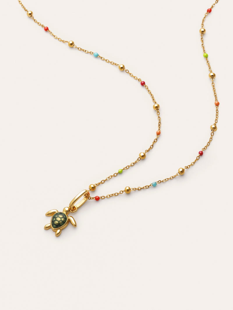 Confezione Regalo Collana Dots L Colors e Charm Tortuga Placcato Oro