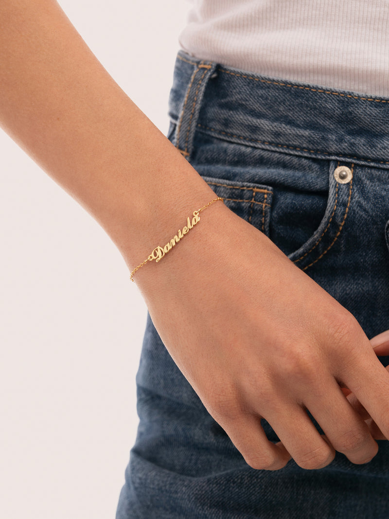 Pulsera Personalizada Carrie Plata Baño Oro