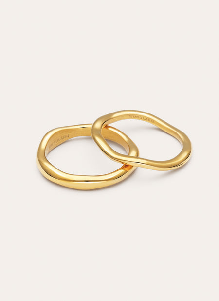 Neo Stainless Steel Gold 2 Pack Rings