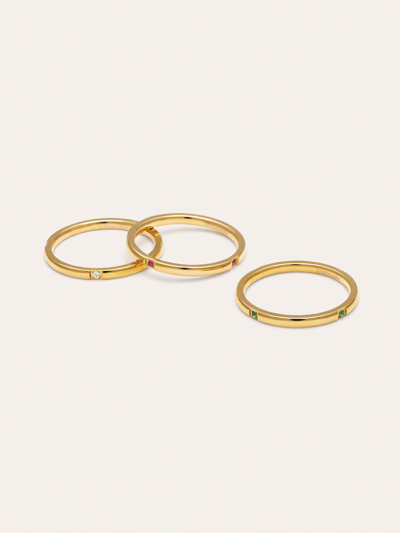 Pack 3 Anillos Palmar Colors Acero Baño Oro
