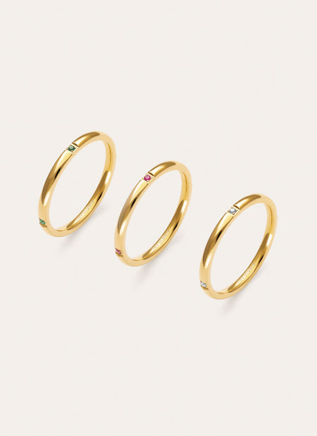Pack 3 Anillos Palmar Colors Acero Baño Oro