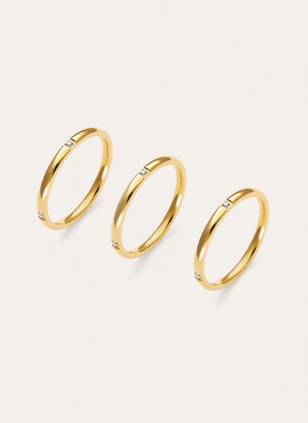 Pack 3 Anillos Palmar Spark Acero Baño Oro
