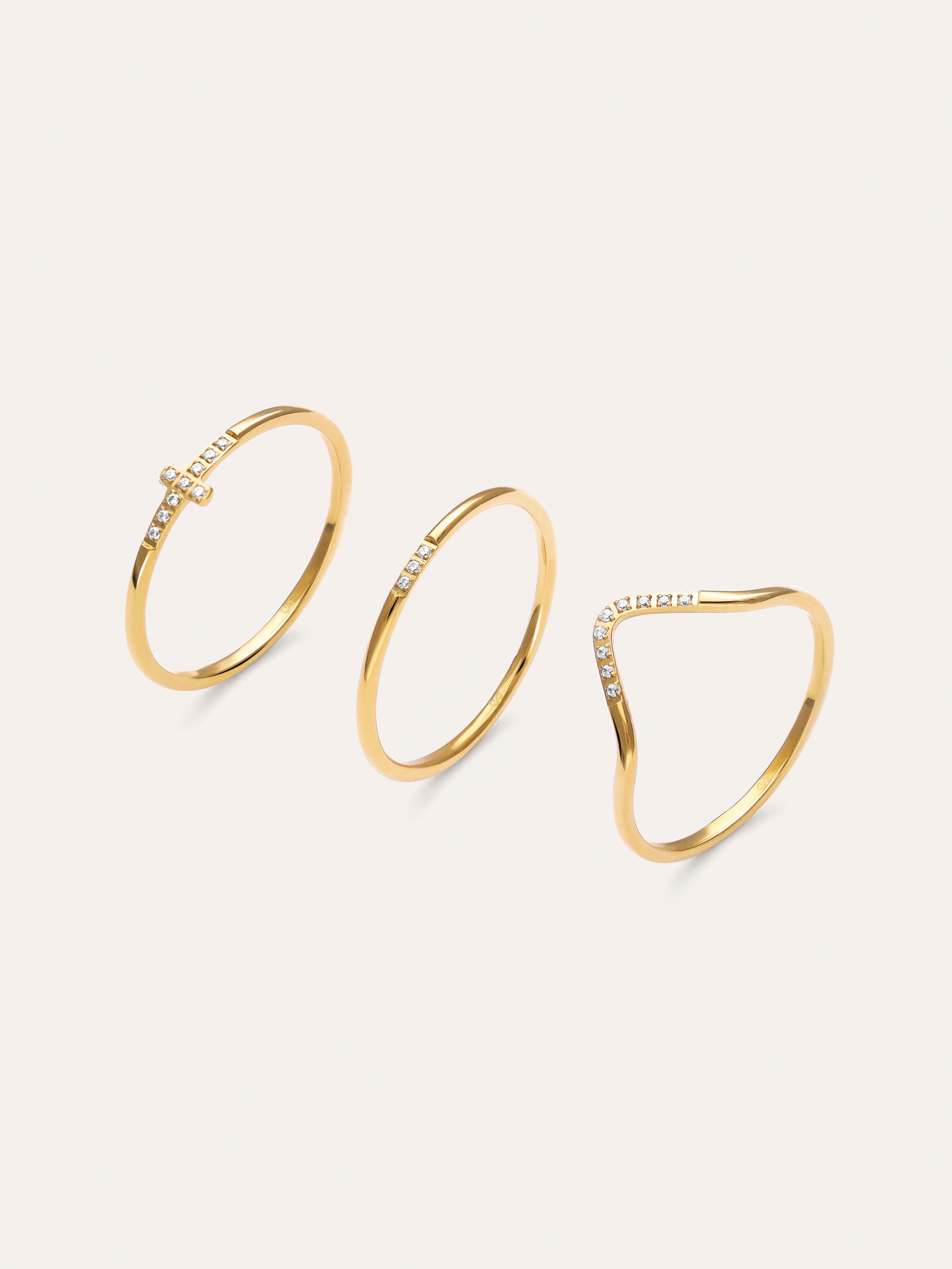Sparks Ring-Set (3er-Pack), Edelstahl vergoldet