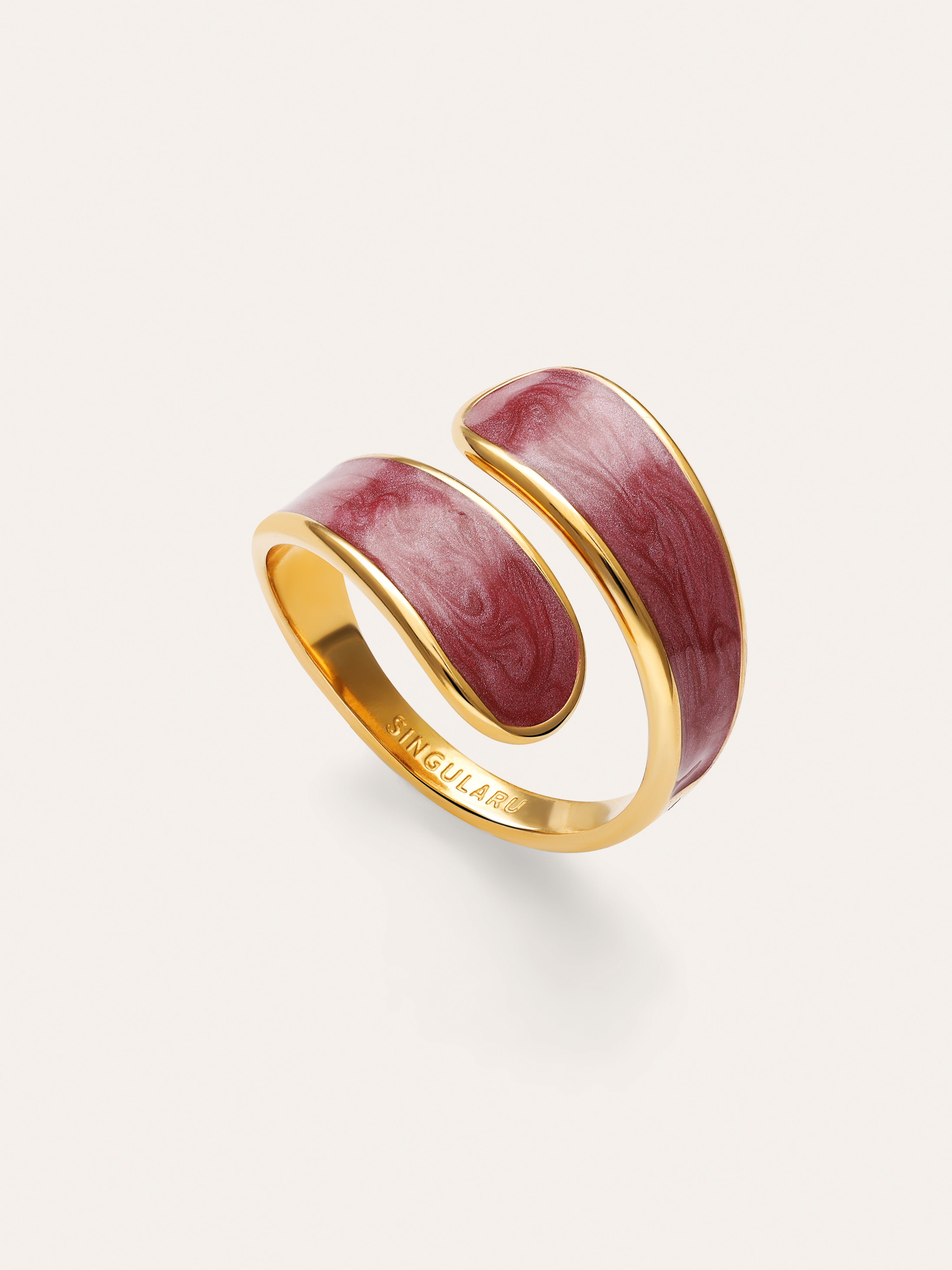 Anillo Abbraccio Granate Acero baño Oro