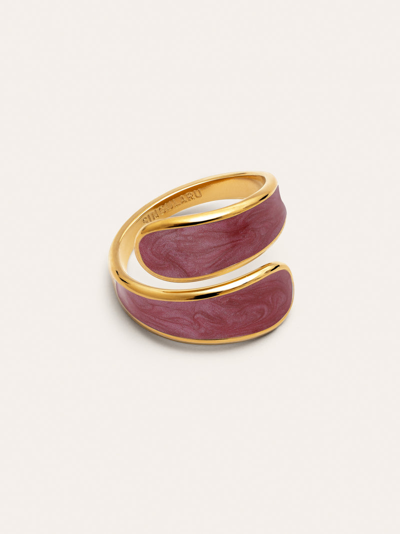 Abbraccio Granat Ring Stahl, vergoldet