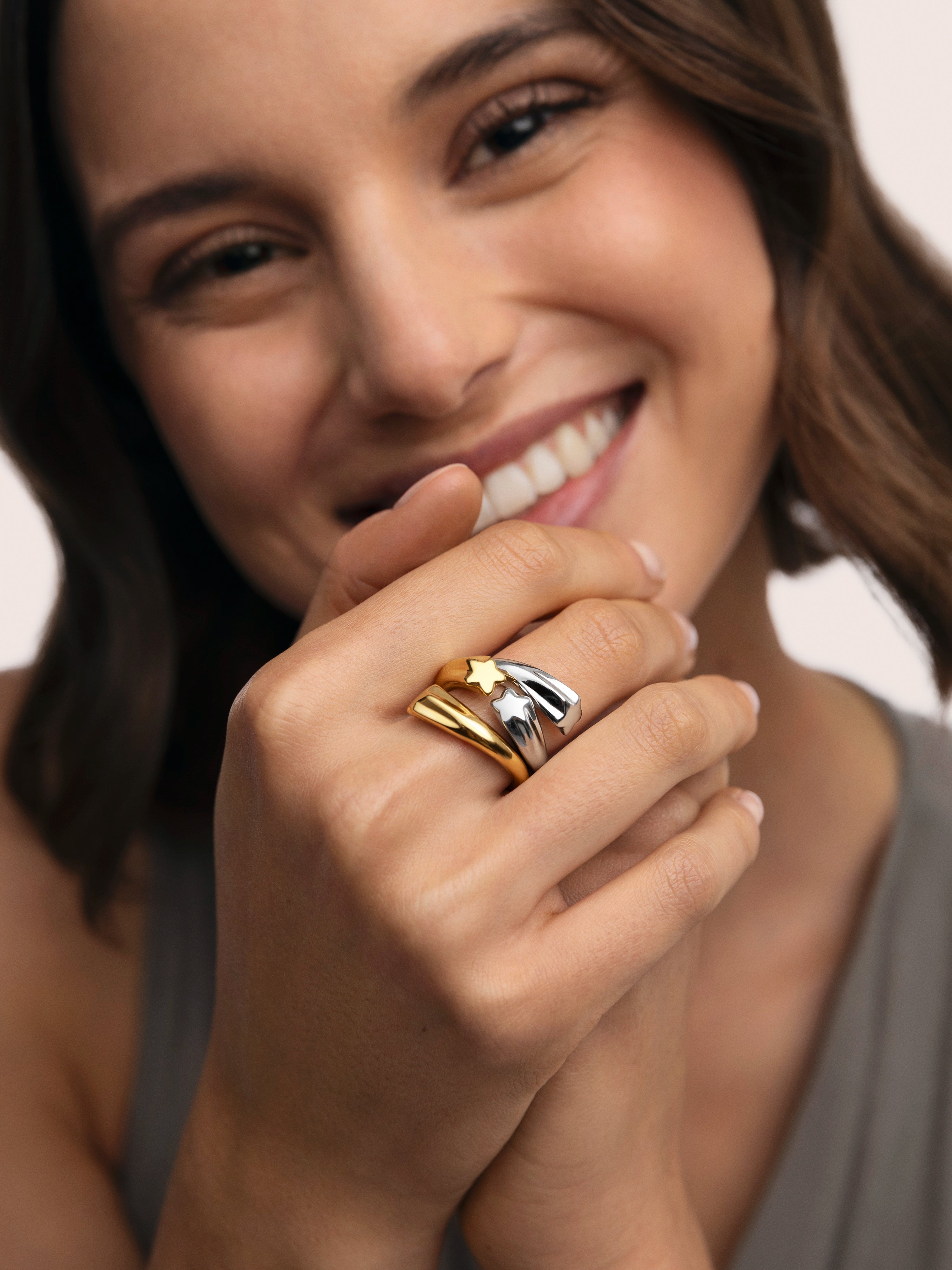 Abbaccio Stars Stainless Steel Gold Ring