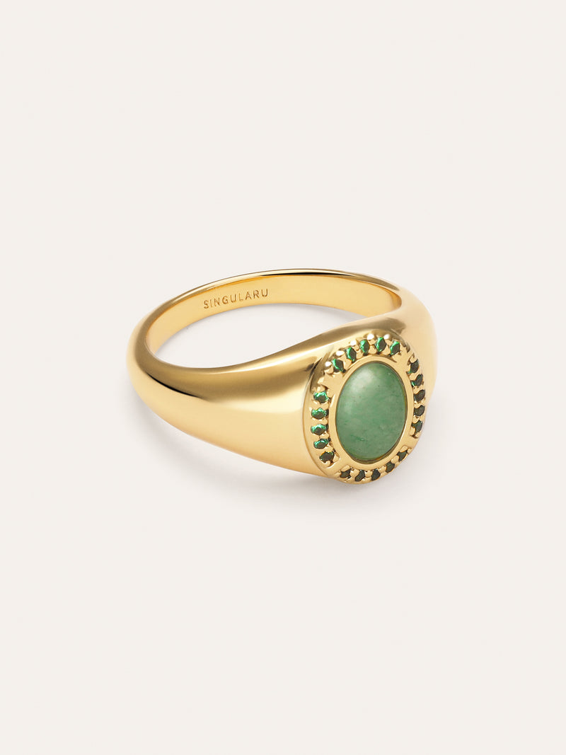 amanda-grün Ring-vergoldet