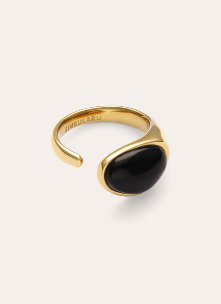 Anillo Black Catalina Acero Baño Oro
