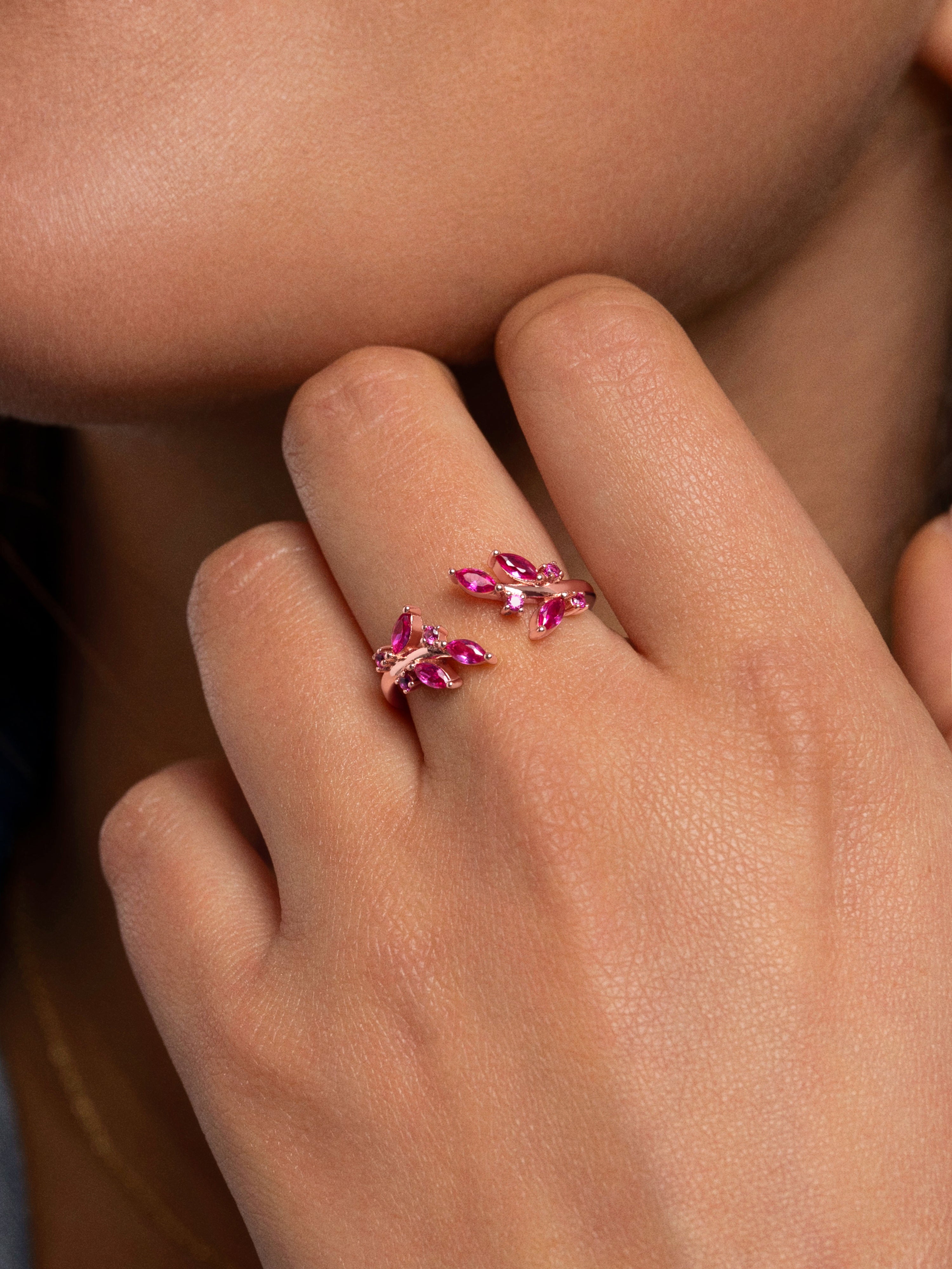 Bague Buganvilla Framboise plaquée or rose