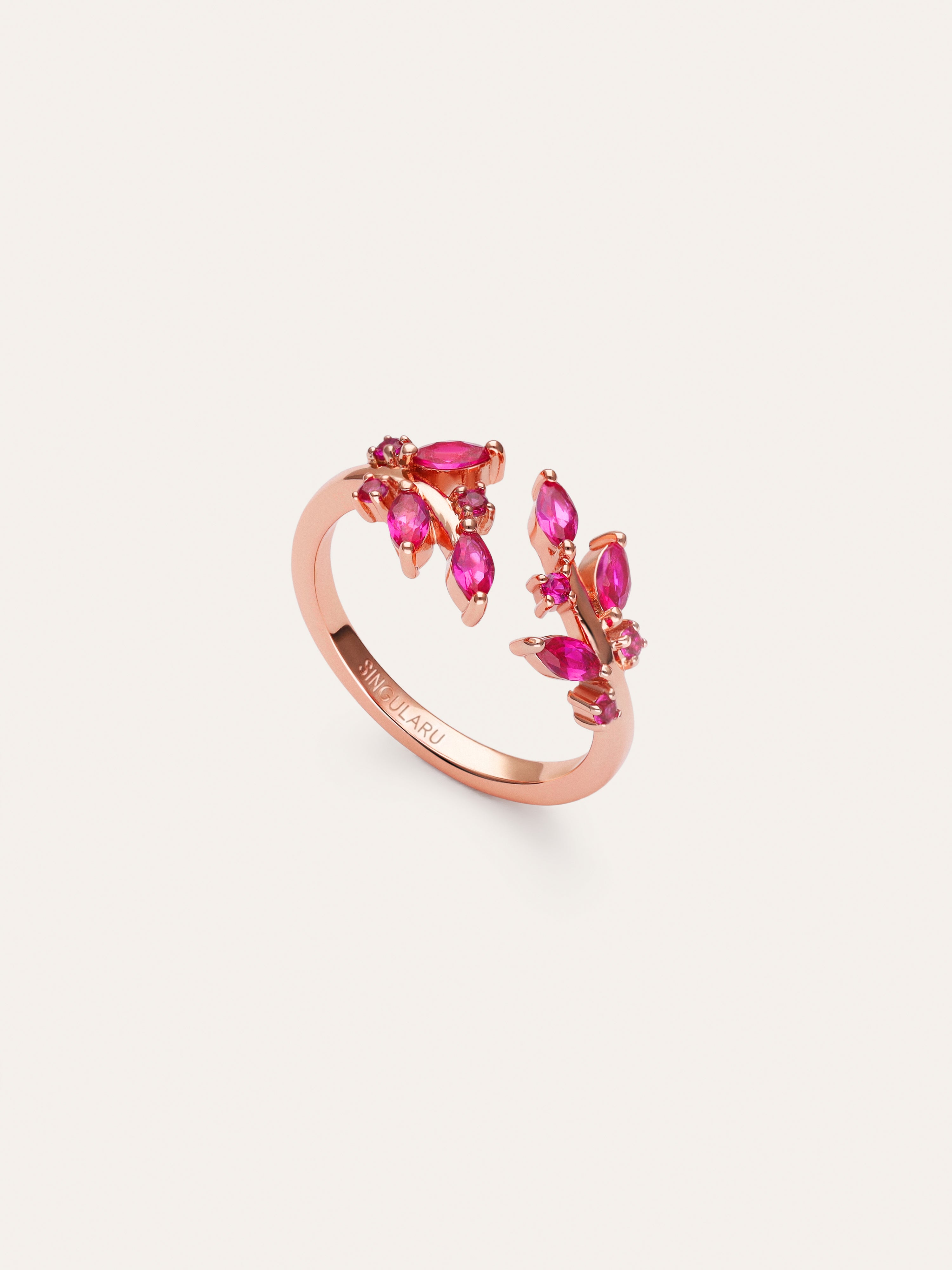 Bague Buganvilla Framboise plaquée or rose
