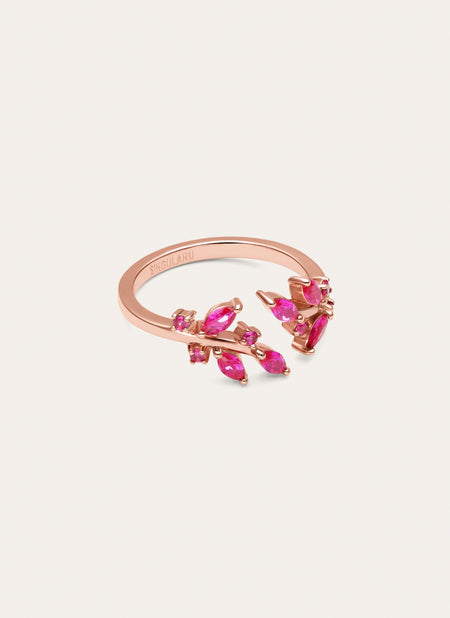 Bague Buganvilla Framboise plaquée or rose