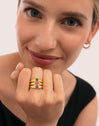 Anillo Candela Stones Acero Baño Oro