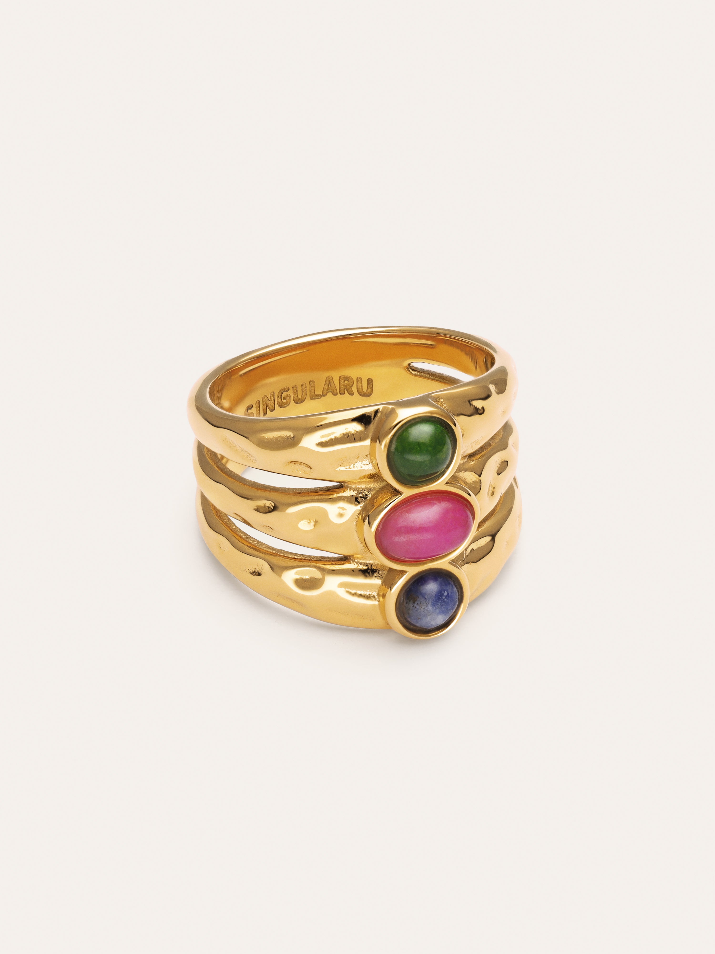 Anillo Candela Stones Acero Baño Oro